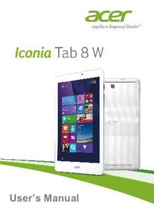 Acer Iconia Tab 8W manual. Smartphone Instructions.
